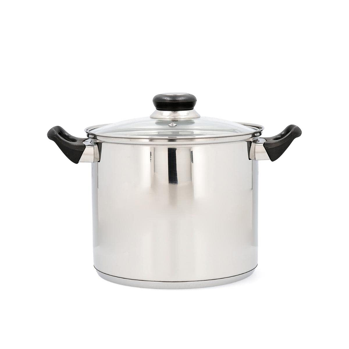 Pot With Glass Lid Quid Habitat Stainless Steel (Size: 20 Cm) NUOVO