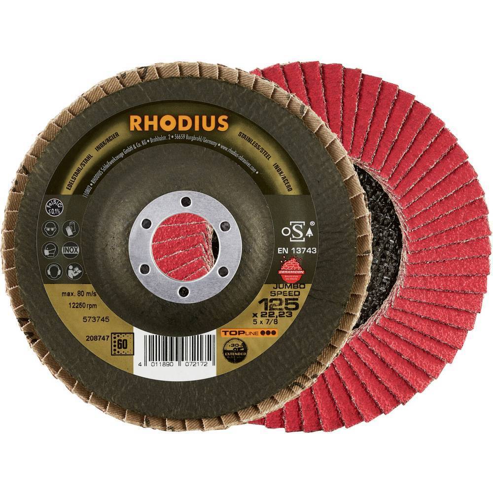 Rhodius 211312 JUMBO SPEED PACK Disco con falde Diametro 125 mm Ø foro 22.23 mm