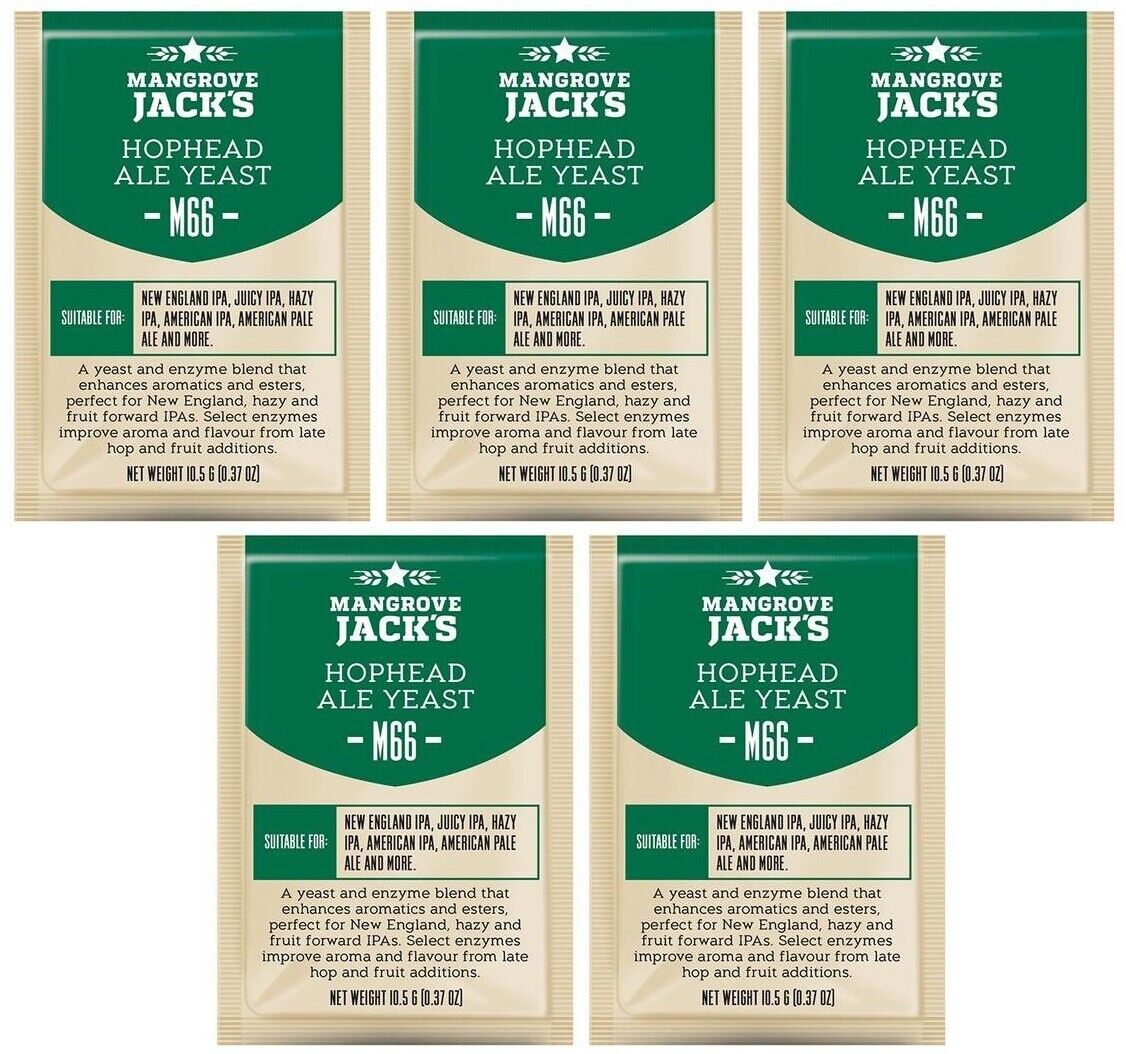 5x lievito di birra Mangrove Jacks - M66 Hophead Ale Lievito 10g