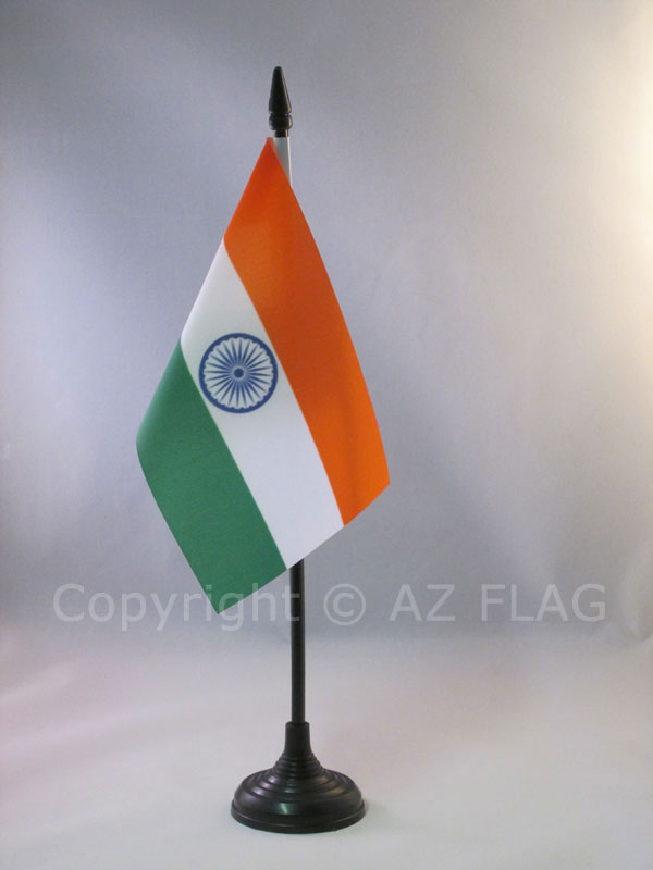 BANDIERA DA TAVOLO INDIA 15x10cm - PICCOLA BANDIERINA INDIANA 10 x 15 cm - Nuova