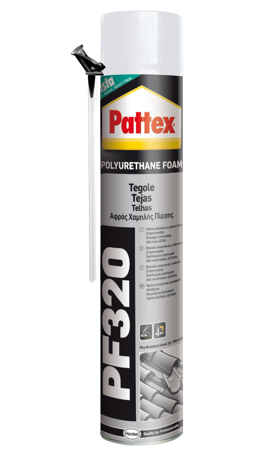 PATTEX PF320 PU FOAM SCHIUMA POLIURETANICA FISSAGGIO TEGOLE COPPI 750 ML.