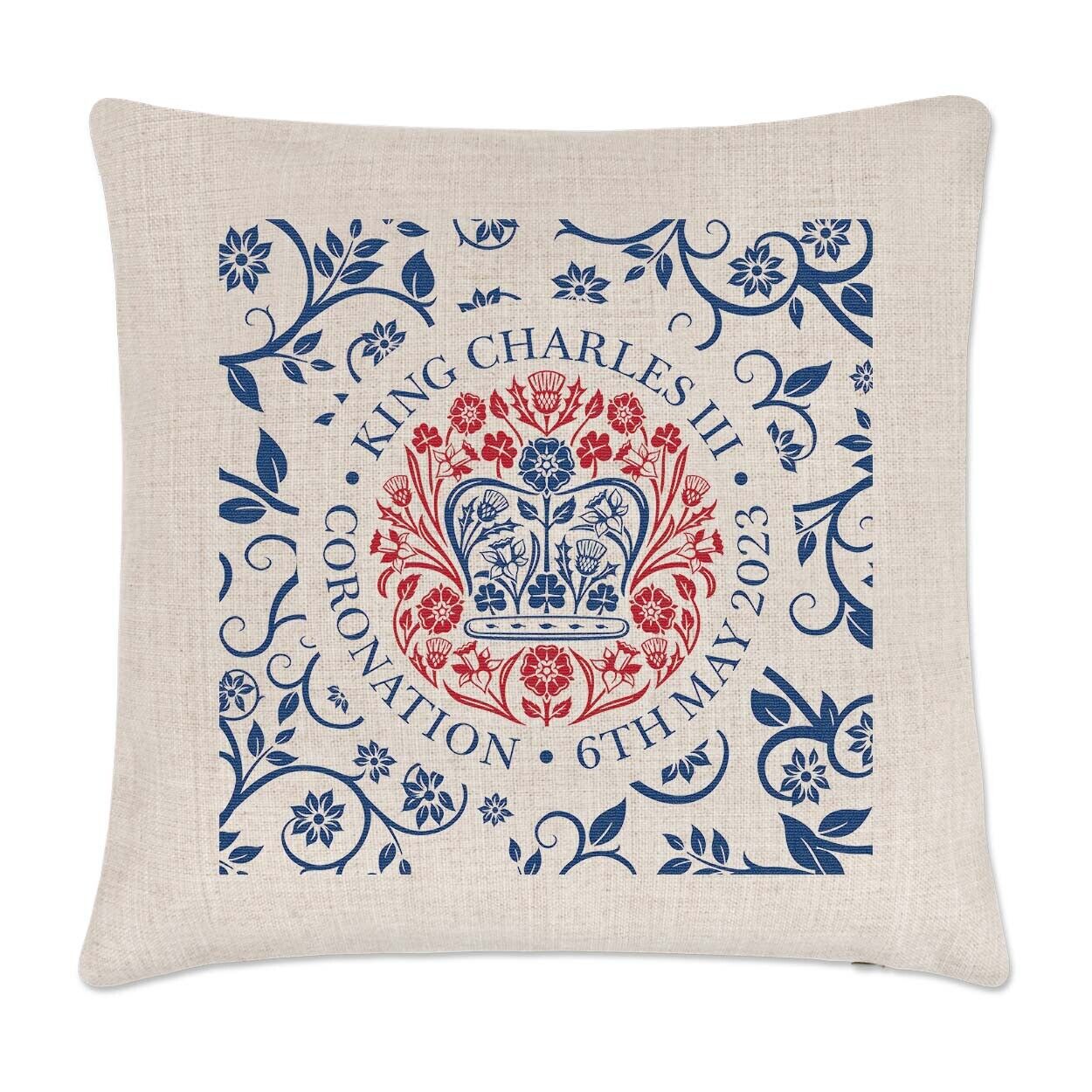 Motivo Coronation Emblema King Charles III Copricuscino Cuscino Souvenir Regalo