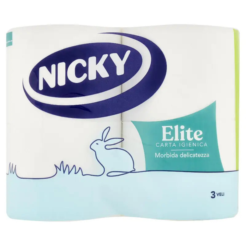 ⬆️✔️NICKY CARTA  IGIENICA ELITE 3 VELI 4 ROTOLI ✔️