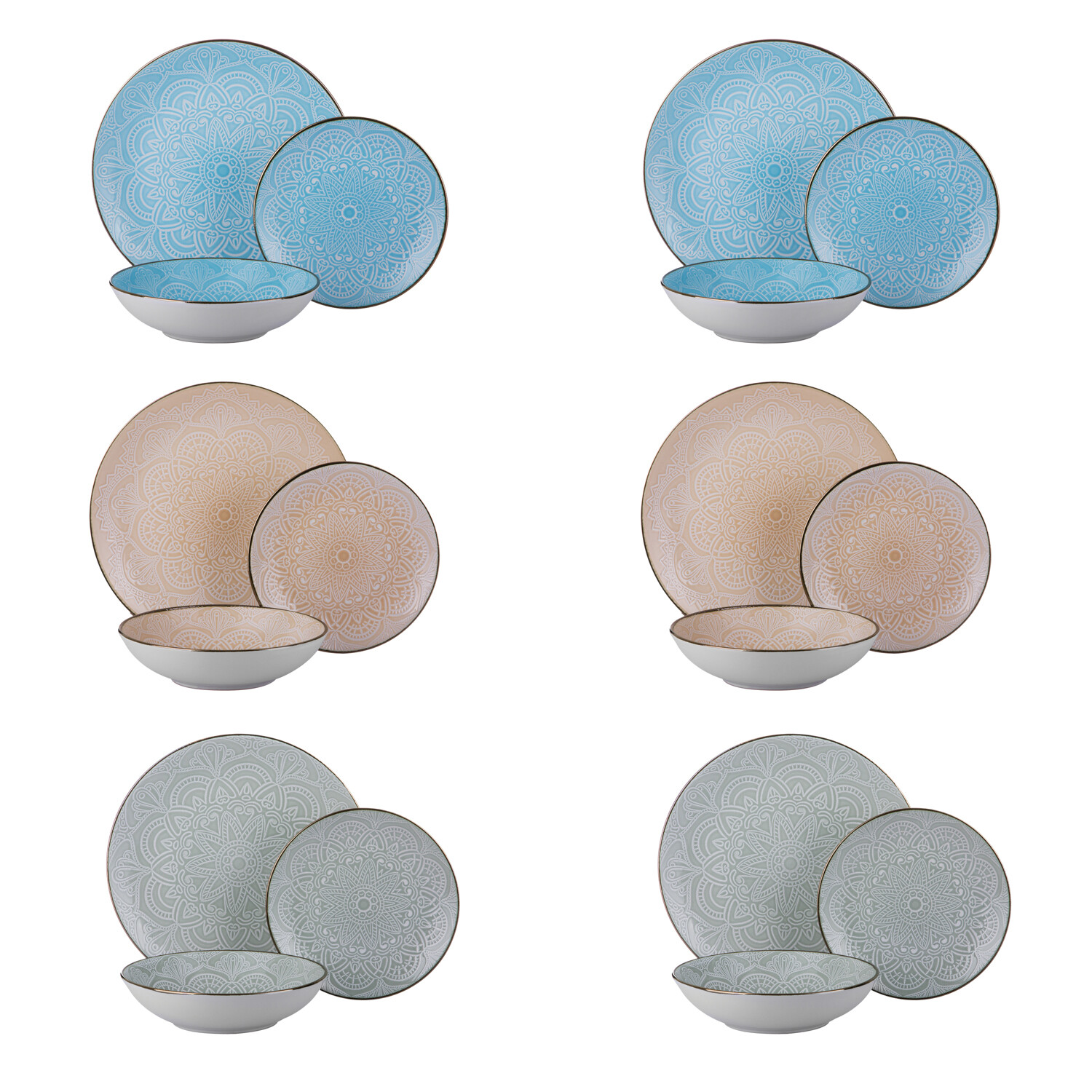 KASANOVA Servizio 18 piatti colorati India in stoneware multicolore Tavola