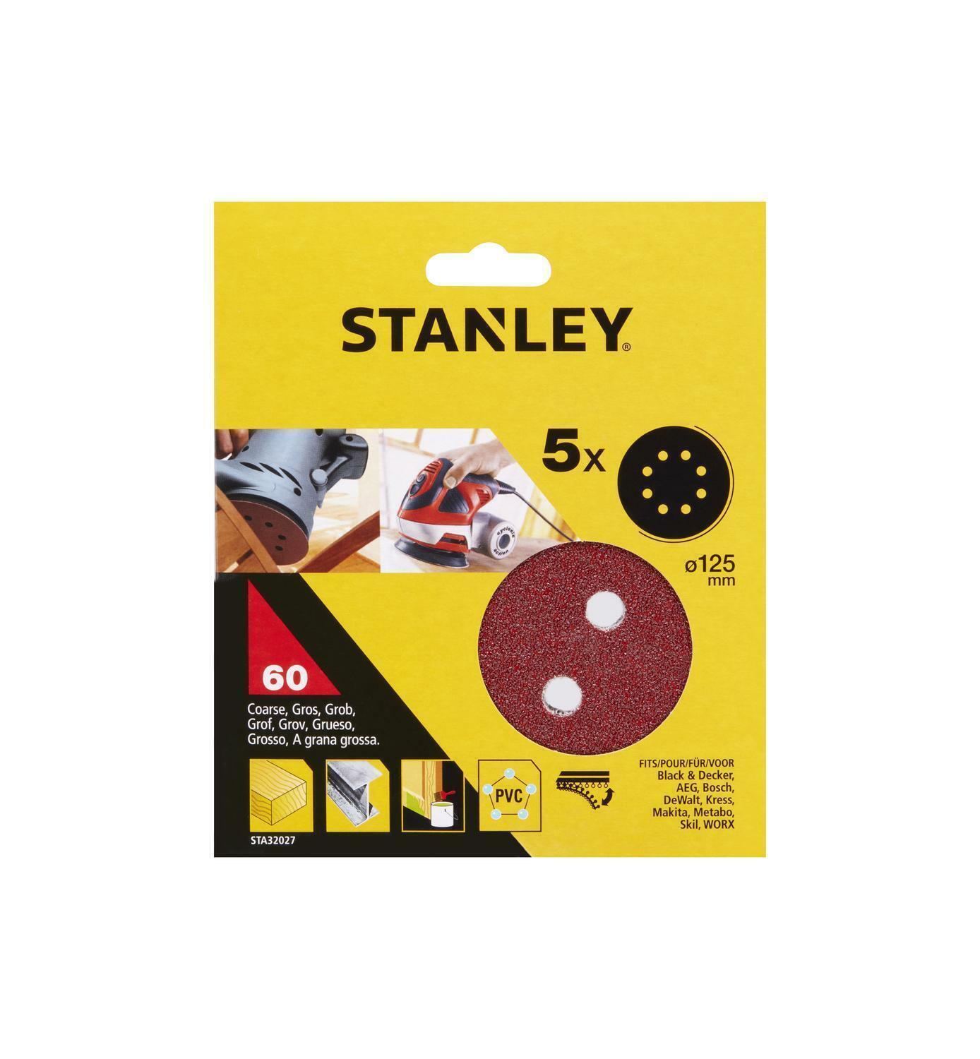 STANLEY 5 FOGLI VELCRO GRANA 60 125MM STA32027-XJ