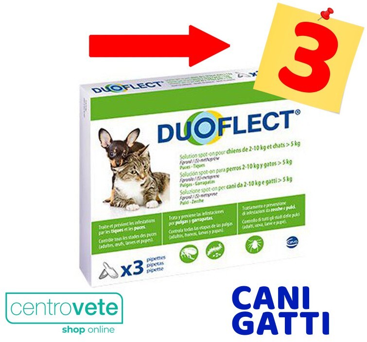 DUOFLECT GATTI oltre 5 Kg - CANI 2 / 10 Kg  3 Pipette → Antiparassitario Spot on