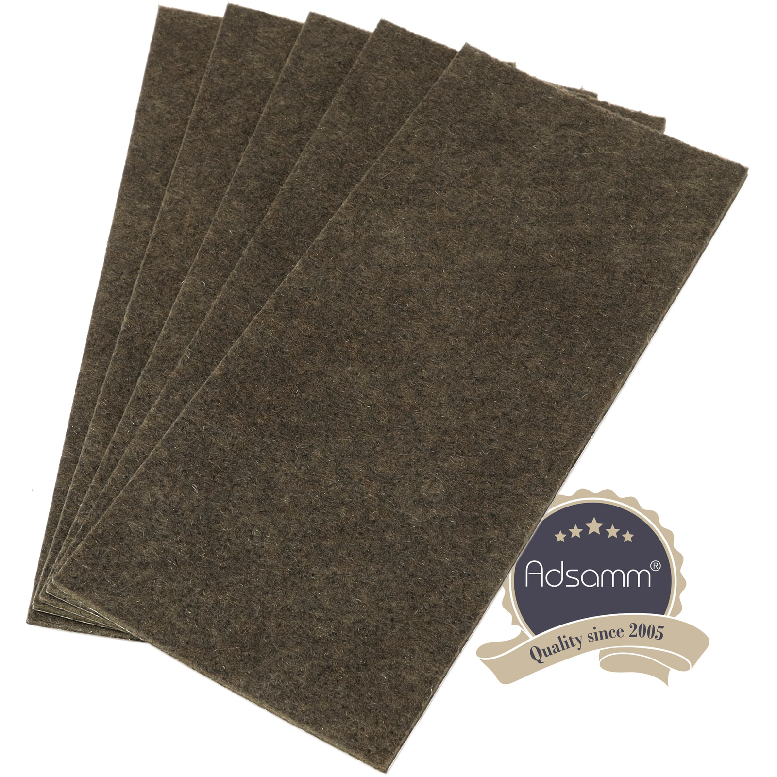 Adsamm® / 5 x fogli di feltro autoadesivo / marrone / 80x180 mm / rettangolar...