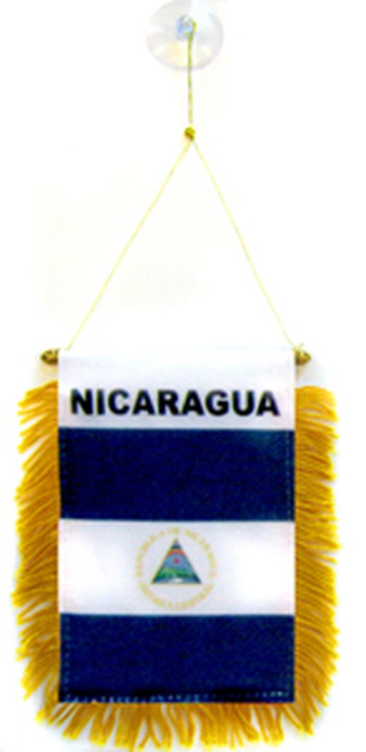 Gagliardetto NICARAGUA 15x10cm con ventosa - BANDIERINA per auto NICARAGUENSE 10