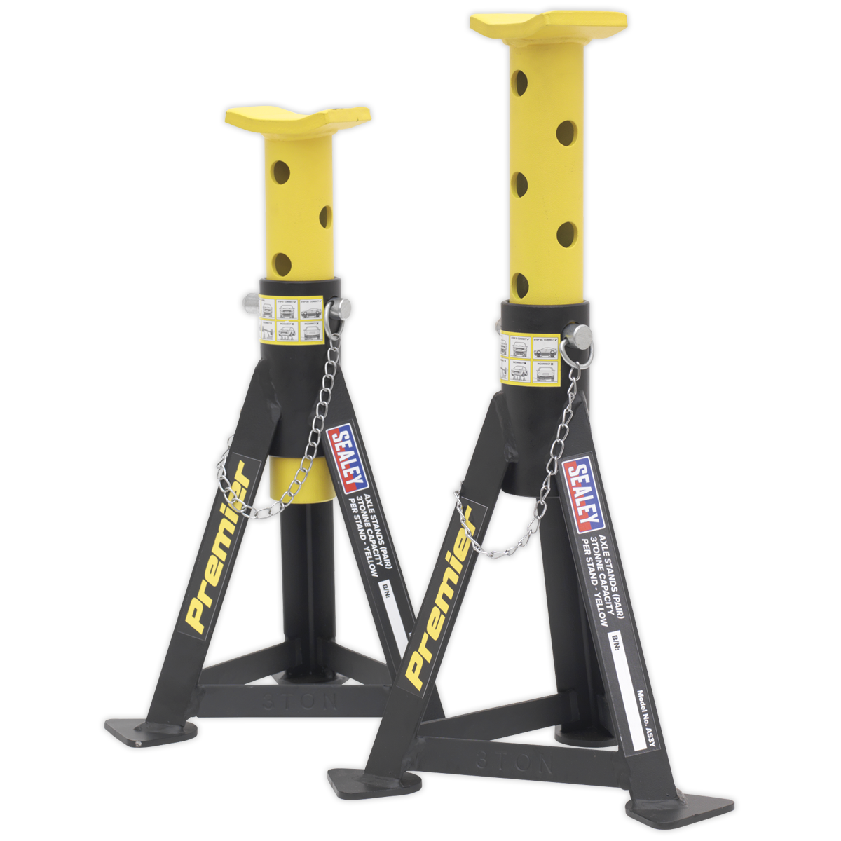 Cavalletti (Coppia) 3tonne Capacità per Stand - Giallo AS3Y Sealey Nuovo