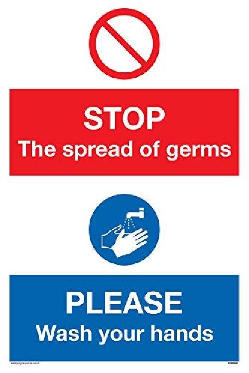 Stop germs Please wash your hands cartello in plastica rigida 3 mm