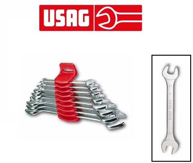 USAG 252 N/SR8, Set Serie di 8 chiavi a forchetta doppia, con supporto