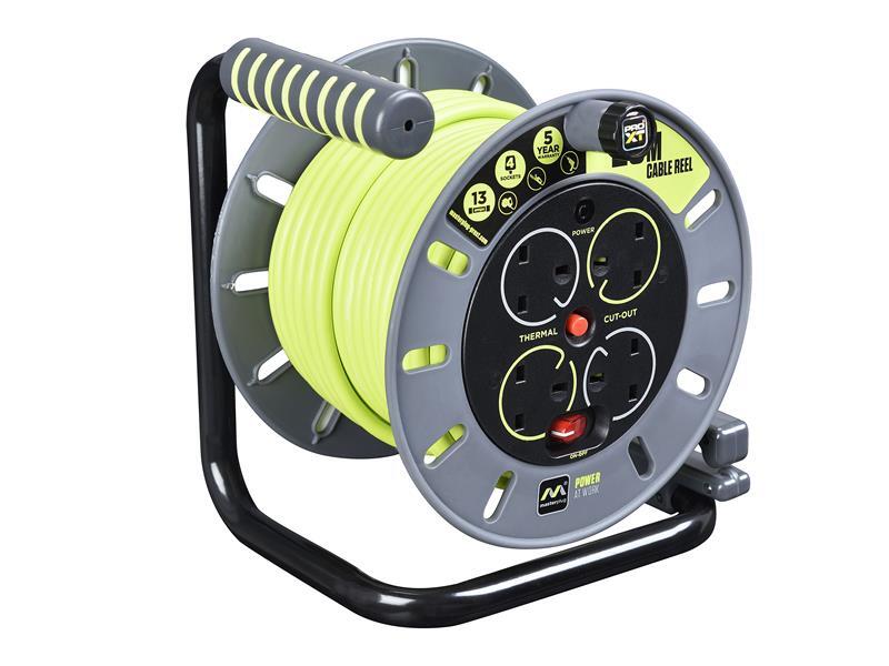 Masterplug pro-Xt Aperto Cavo Rocchetto 240V 13A 4-Socket 25m MSTOMU25134