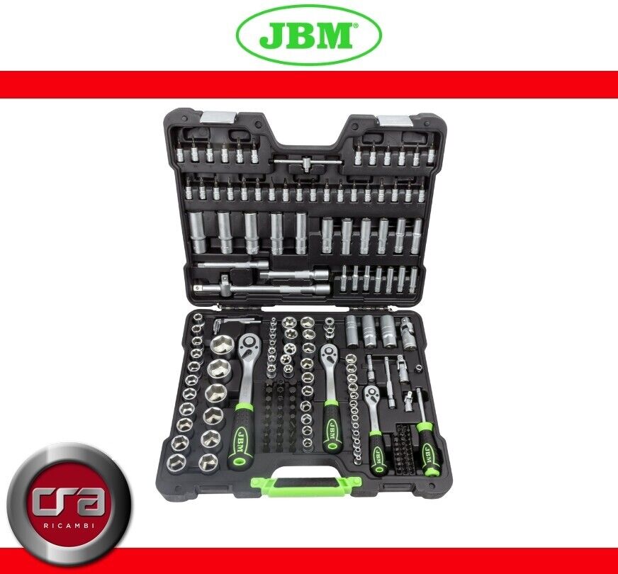 JBM 54035 VALIGETTA DI UTENSILI DA 179 PEZZI CON BUSSOLE ESAGONALI SATINATE