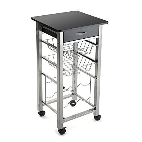 Versa Leicester Carrello da cucina e Portabottiglie con ruote, cassetti e portab