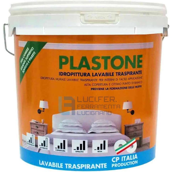 IDROPITTURA MURALE LAVABILE TRASPIRANTE X INTERNI LT14 BIANCA PLASTONE CP ITALIA