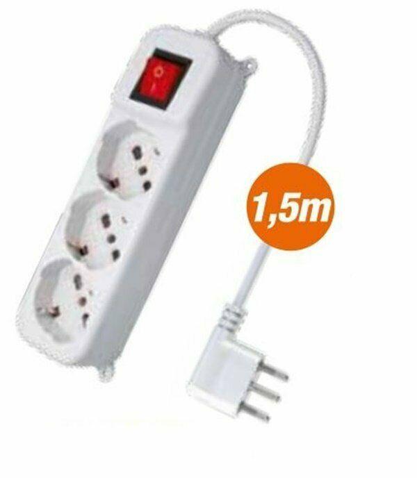 MULTIPRESA 3 POSTI UNIVERSALE CAVO 1.5 MT SPINA 16 A GRANDE ANGOLO  DF 807280