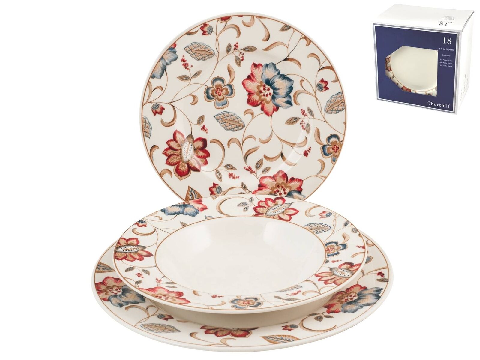 CHURCHILL Servizio Tavola 18 Pezzi Jacobean In Earthenware