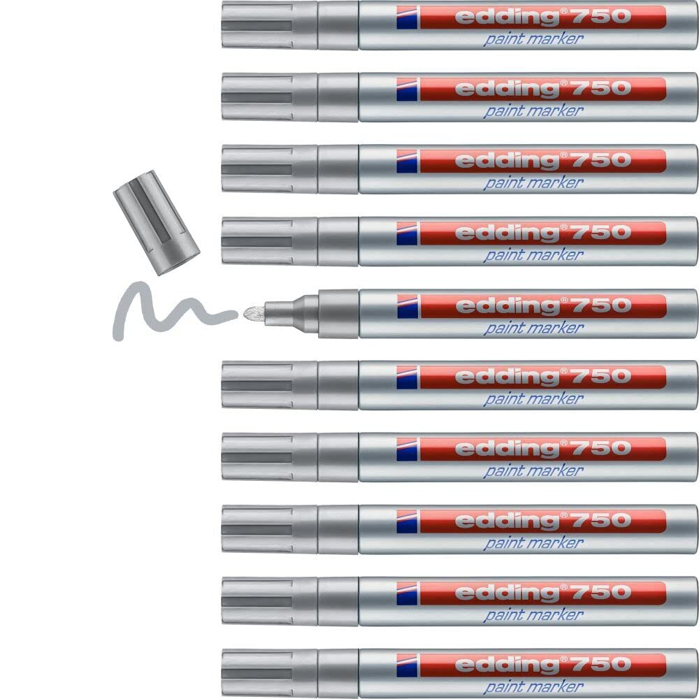 edding 750 paint marker - silver - 10 pens - round tip 2-4 mm - paint marker for