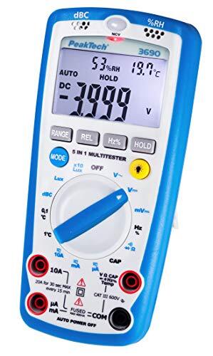 NEW - Peaktech 3690  Multimetro Digitale 5 in 1, Luxmetro, Fonometro, Misurator