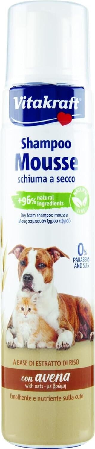 Vitakraft Shampoo MOUSSE Schiuma A Secco Con Avena Da 250ml