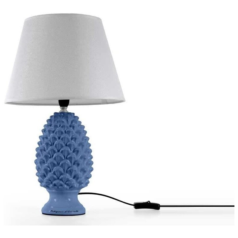 LAMPADA LUMETTO CON DESIGN A PIGNA CON BASE IN COLORE BLU 52 CM