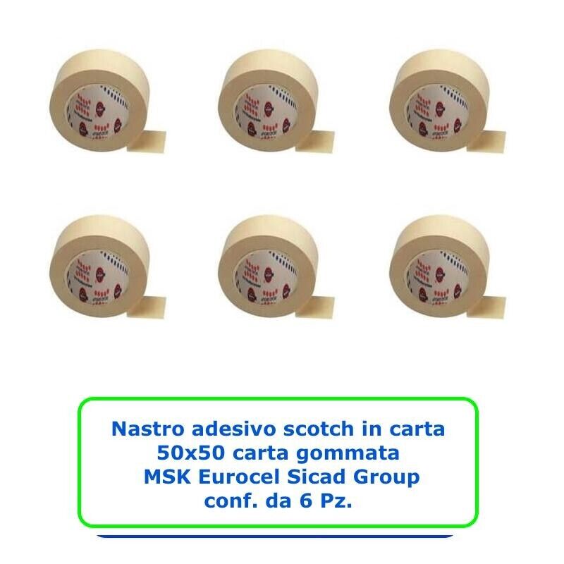 cf. da 6 pz Nastro adesivo in carta 50x50 carta gommata MSK Eurocel SicadGroup