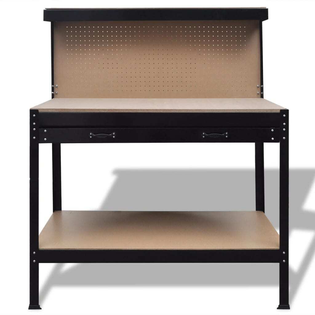 AX Banco Da Lavoro 115x55x140cm Officina Garage Bricolage 12 Ganci Nuovo 141769