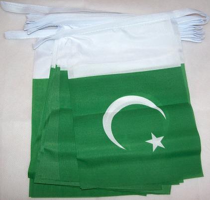 GHIRLANDA 6 metri 20 BANDIERE PAKISTAN 21x15cm - BANDIERA PAKISTANA 15 x 21 cm -