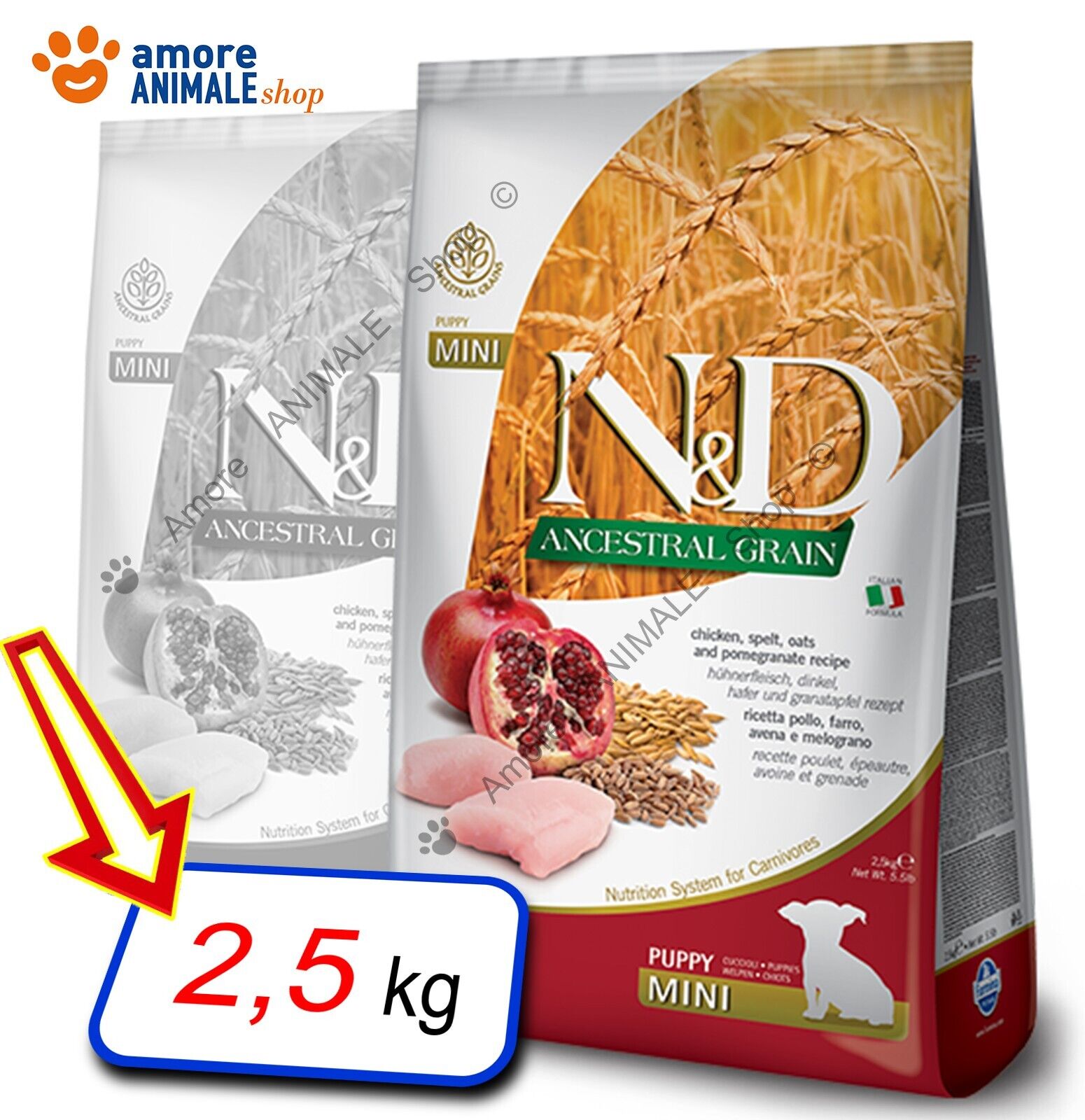 Farmina Dog N&D Ancestral Puppy Mini → Pollo e Melograno - 2,5 kg - Mangime Cane