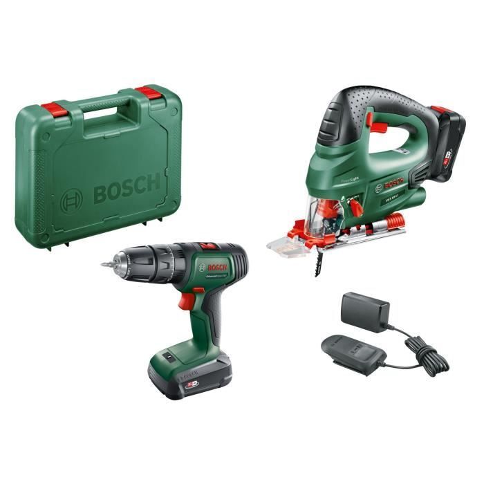 Trapano A Percussione Universal Impact 18v + Seghetto Alternativo Bosch Pst 18 +