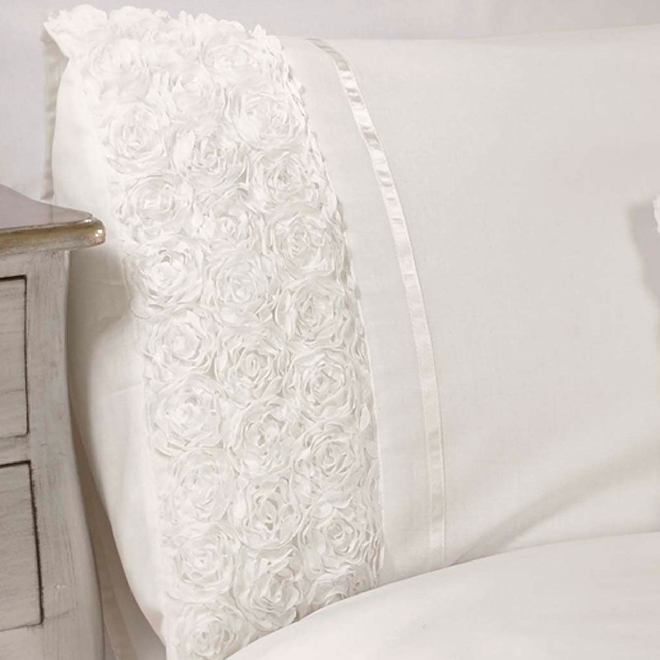 Limoges Rosa Increspato Misura Super King Set Copripiumino Lusso Letto Crema