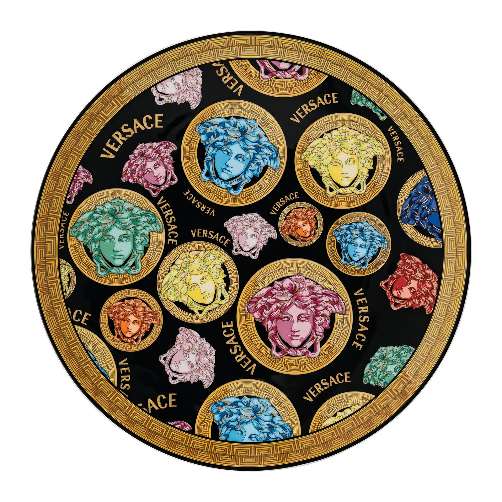 VERSACE - Amplified Piatto Decorativo Segnaposto 33cm Medusa Nero Oro Porcellana