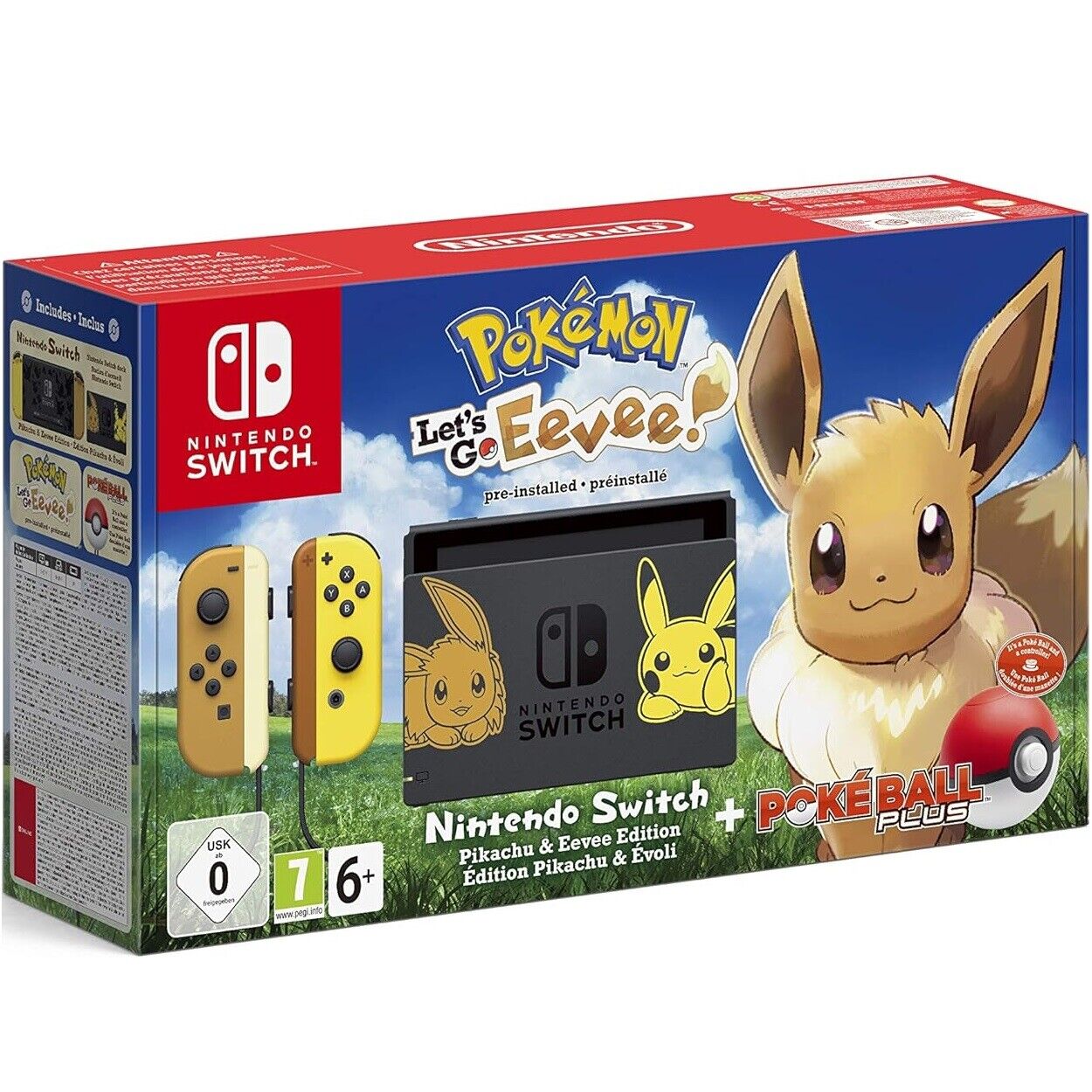 NINTENDO SWITCH CONSOLE: PIKACHU & EEVEE ED + POKEMON: LET’S GO! + POKÈBALL NEW