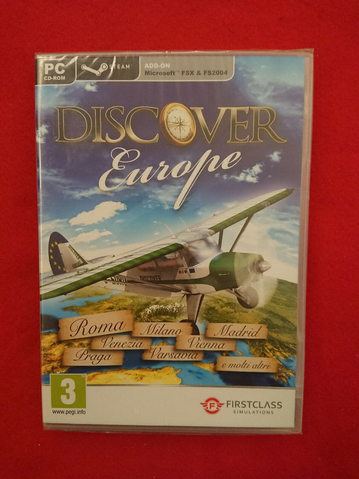 PC COMPUTER FLIGHT SIMULATOR X + 2004 ADD-ON DISCOVER EUROPE ROMA PRAGA VENEZIA