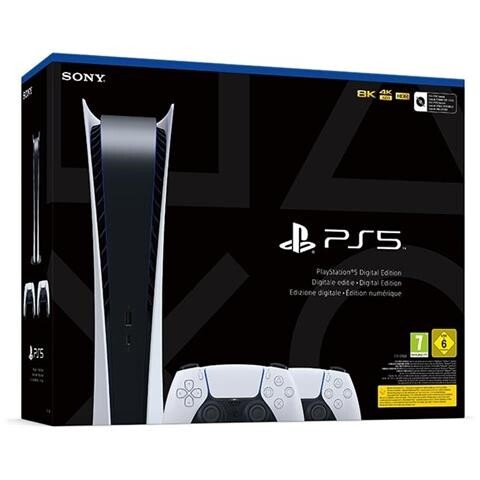 PS5 Console 825GB Digital Ed. White + 2 DualSense