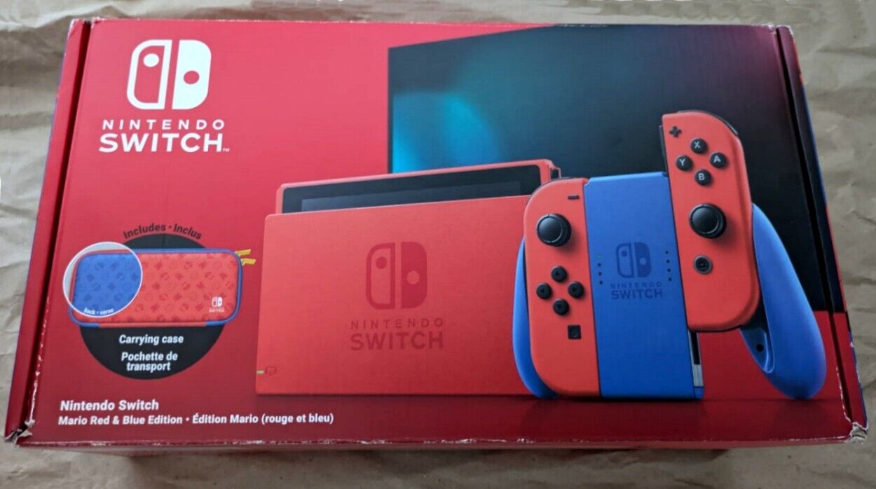 Nintendo SWITCH Edizione Speciale Mario Rosso,Blu,Custodia,Nuova,Vedi Foto Box