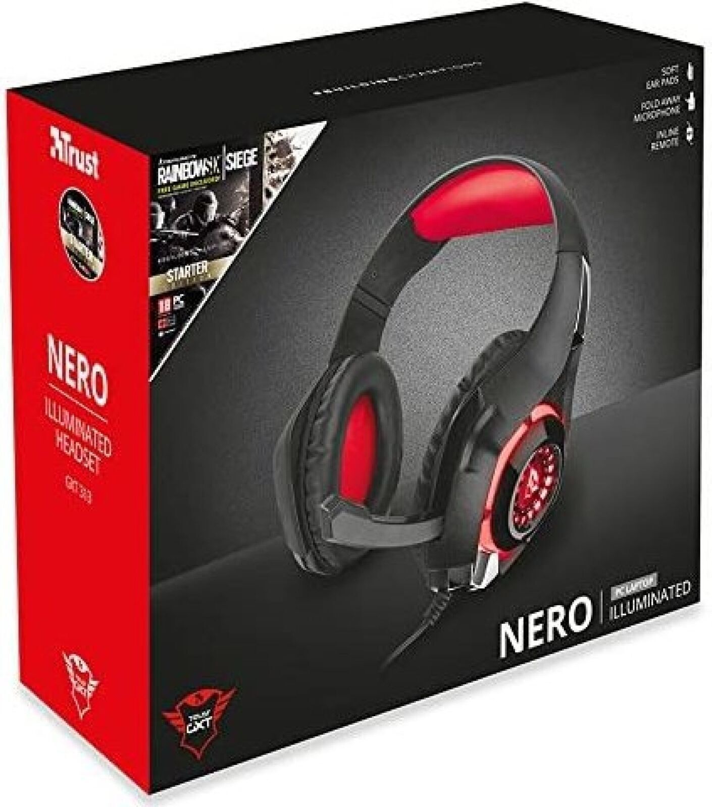 TRUST NERO GXT313 Cuffia Illuminated + RAINBOX SIX SIEGE PC
