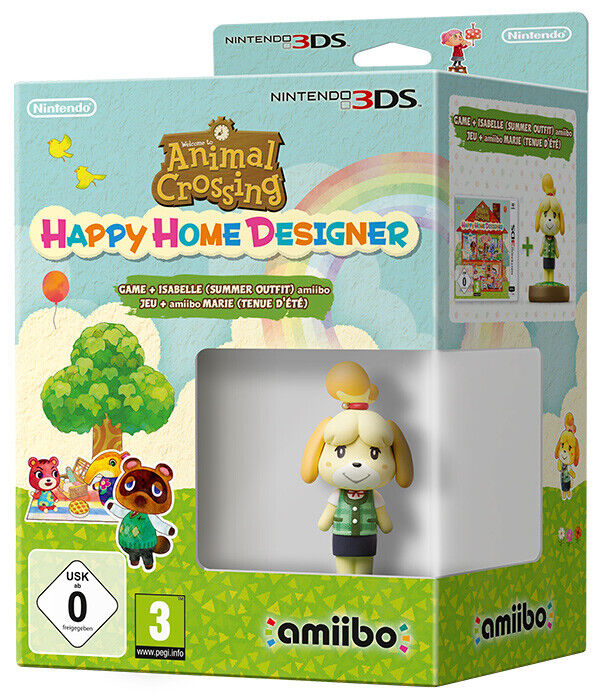 Animal Crossing Happy Home Designer + Amiibo Fuffi LIMITED EDITION Nintendo 3DS