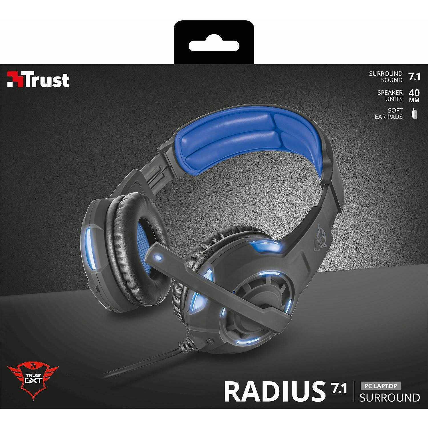 TRUST CUFFIE CON MICROFONO RADIUS GAMING 7.1 GXT 350 PER PC 22052