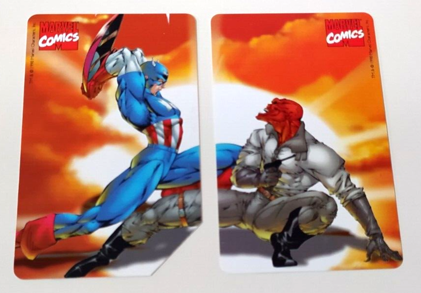 MARVEL COMICS CAPITAN AMERICA & TESCHIO ROSSO 2 SCHEDE TELEFONICHE TELECOM