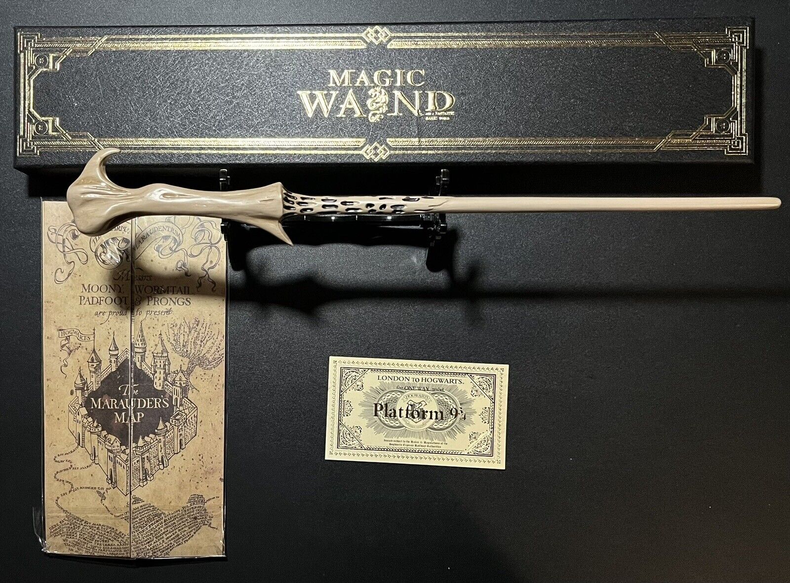 Bacchetta Voldemort "Magic Wand" con mappa del malandrino e biglietto treno