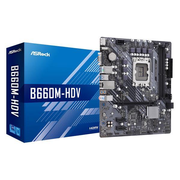 MB Asrock 1700 Intel B660M HDV 4xDDR4, 4SATA3, Hyper M.2 Ultra M.2, HDMI DP Dsub