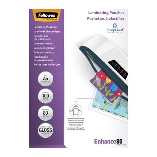 Pouches Fellowes Enhance 80 confezione da 100 pezzi Formato A5 5306002