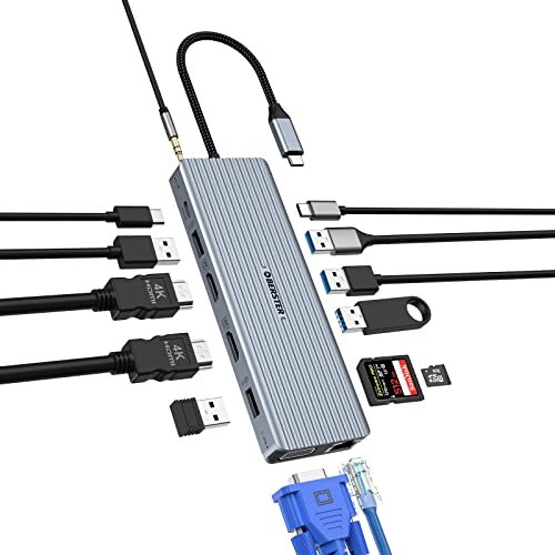 Docking Station USB C, 14 in 1 Docking Station USB C Hub USB C a Doppio (j8W)