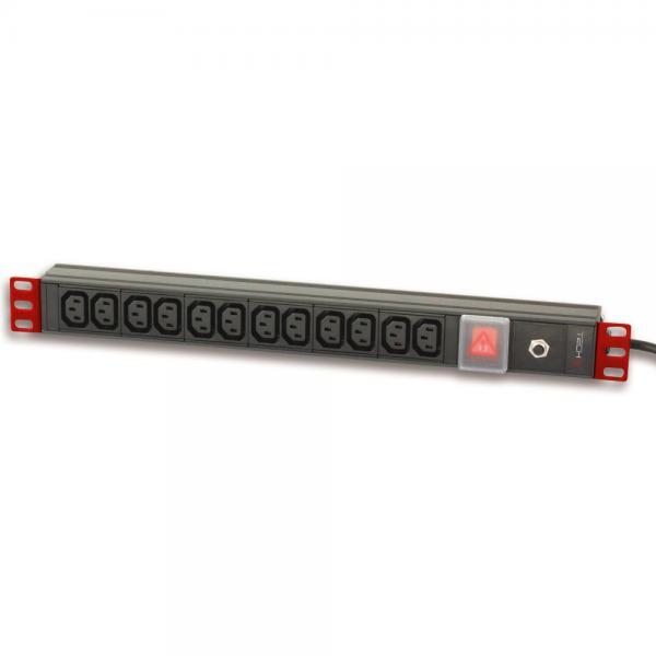 Multipresa 12 Posti VDE da Rack 19'' con Interruttore Spina Italiana 1U