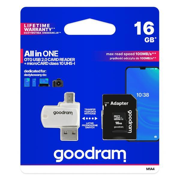 SD / MicroSD microSD 16GB CARD class 10 + adpter + card reader - blister