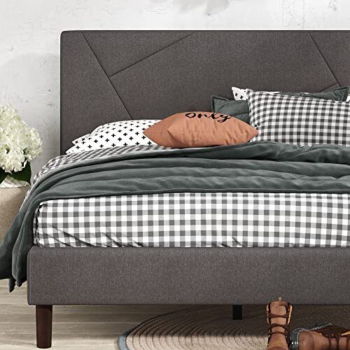 Zinus Judy Platform Bed, Metallo/Wood/Fabric, Grigio, 190 x 90 cm (D7K)