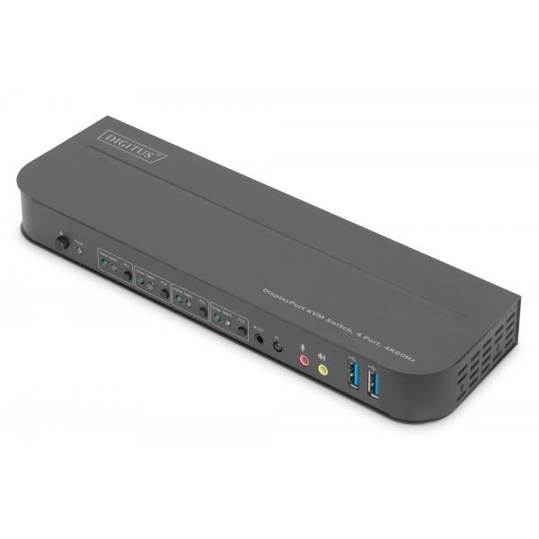 Digitus Switch KVM, 4 porte, 4K60Hz, 4 x DP in, 1 x DP/HDMI out (KVM SWITCH 4X1