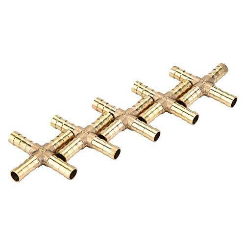 5 pz Brass 4 Way Hose Barb giunto pneumatico giunto universale per tubi (o9u)