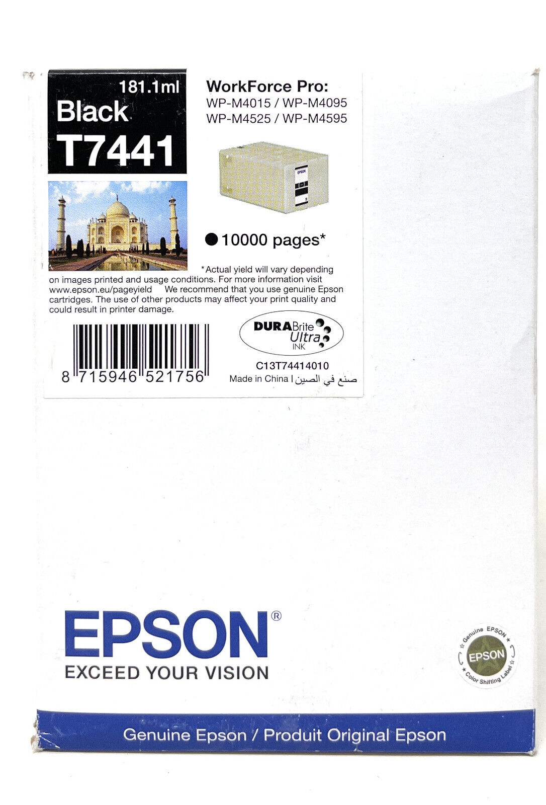 EPSON T7441 CARTUCCIA ORIGINALE NERO WORKFORCE WP-M4015/M4095/M4525 [2020-2021]